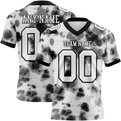 Custom Tie Dye White-Black 3D Pattern Mesh Authentic Football Jersey - Sky-Custom