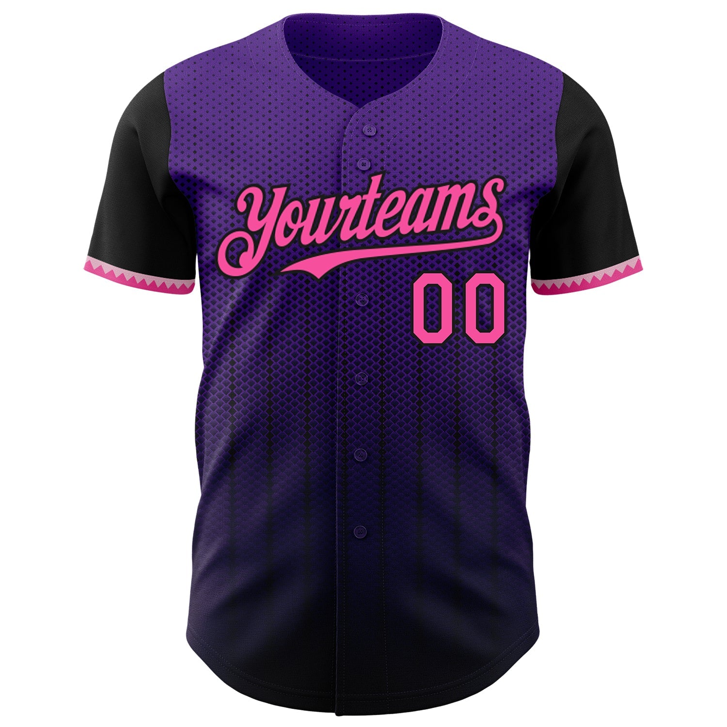 Custom Purple Pink-Black 3D Pattern Design Gradient Geometric Shape Authentic Baseball Jersey - Sky-Custom