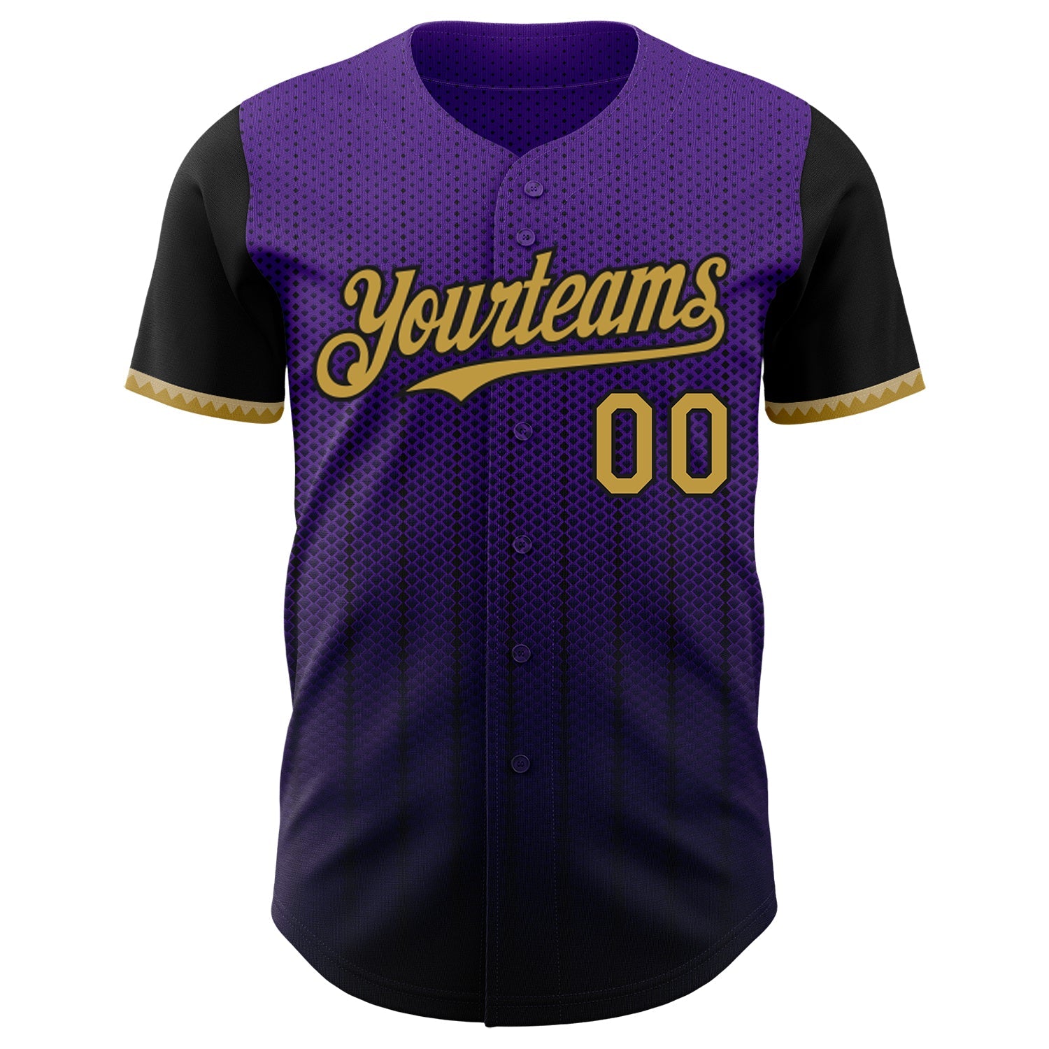 Custom Purple Old Gold-Black 3D Pattern Design Gradient Geometric Shape Authentic Baseball Jersey - Sky-Custom