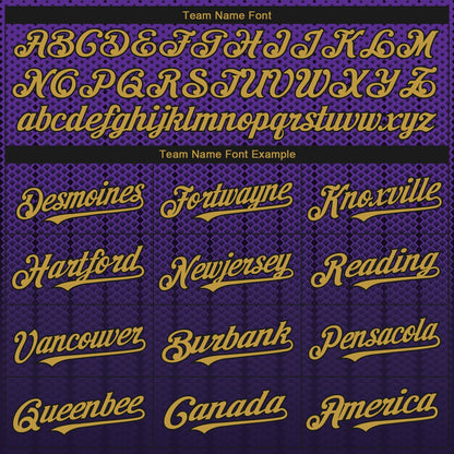 Custom Purple Old Gold-Black 3D Pattern Design Gradient Geometric Shape Authentic Baseball Jersey - Sky-Custom