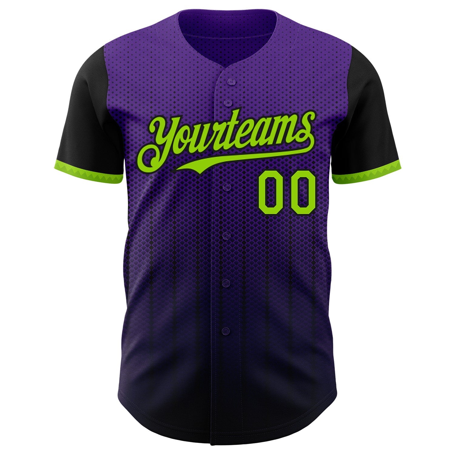 Custom Purple Neon Green-Black 3D Pattern Design Gradient Geometric Shape Authentic Baseball Jersey - Sky-Custom