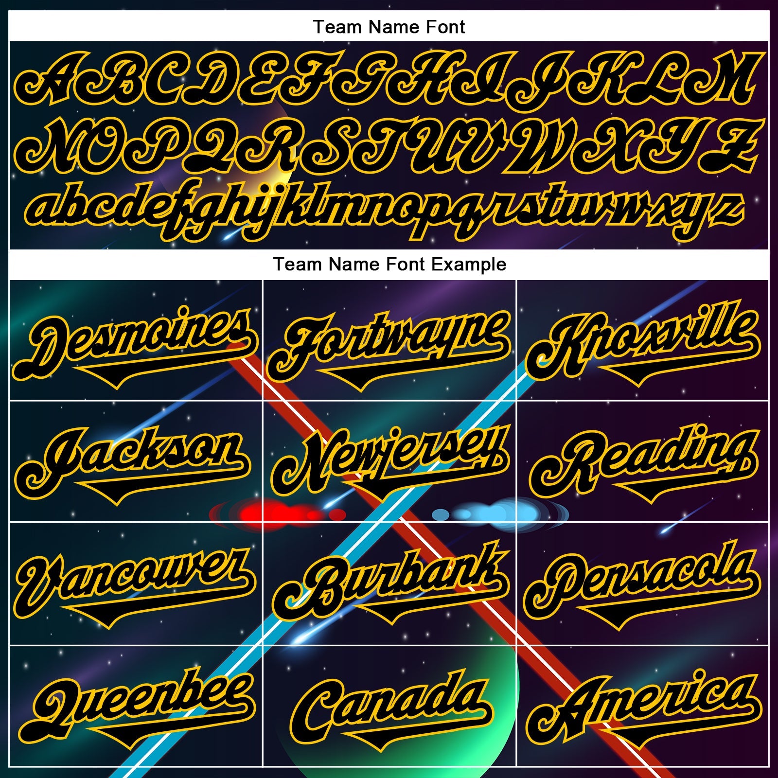 Custom Black Yellow 3D Pattern Design Outer Space Light Swords Authentic Baseball Jersey - Sky-Custom