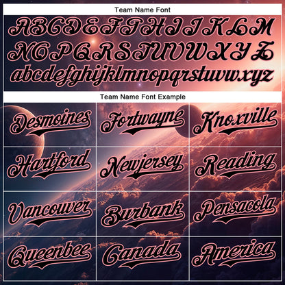 Custom Black Medium Pink 3D Pattern Design Outer Space Solar Authentic Baseball Jersey - Sky-Custom
