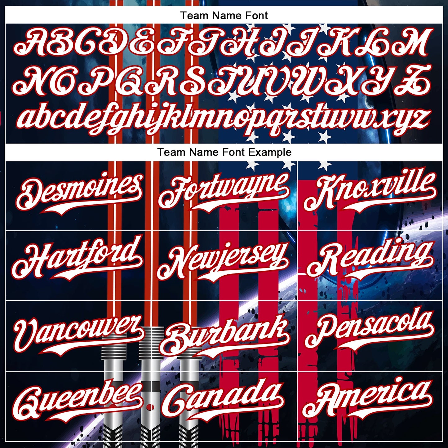 Custom Blue White-Red 3D Pattern Design American Flag Outer Space Light Swords Authentic Baseball Jersey - Sky-Custom