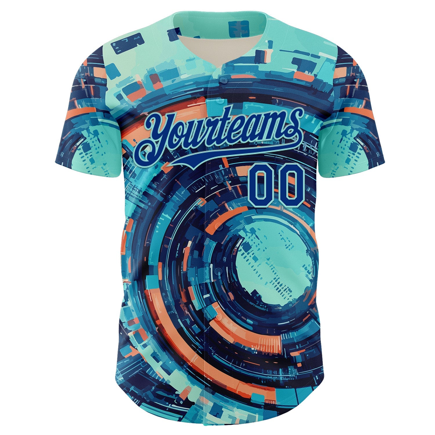 Custom Blue Royal-Ice Blue 3D Pattern Design Outer Space Authentic Baseball Jersey - Sky-Custom