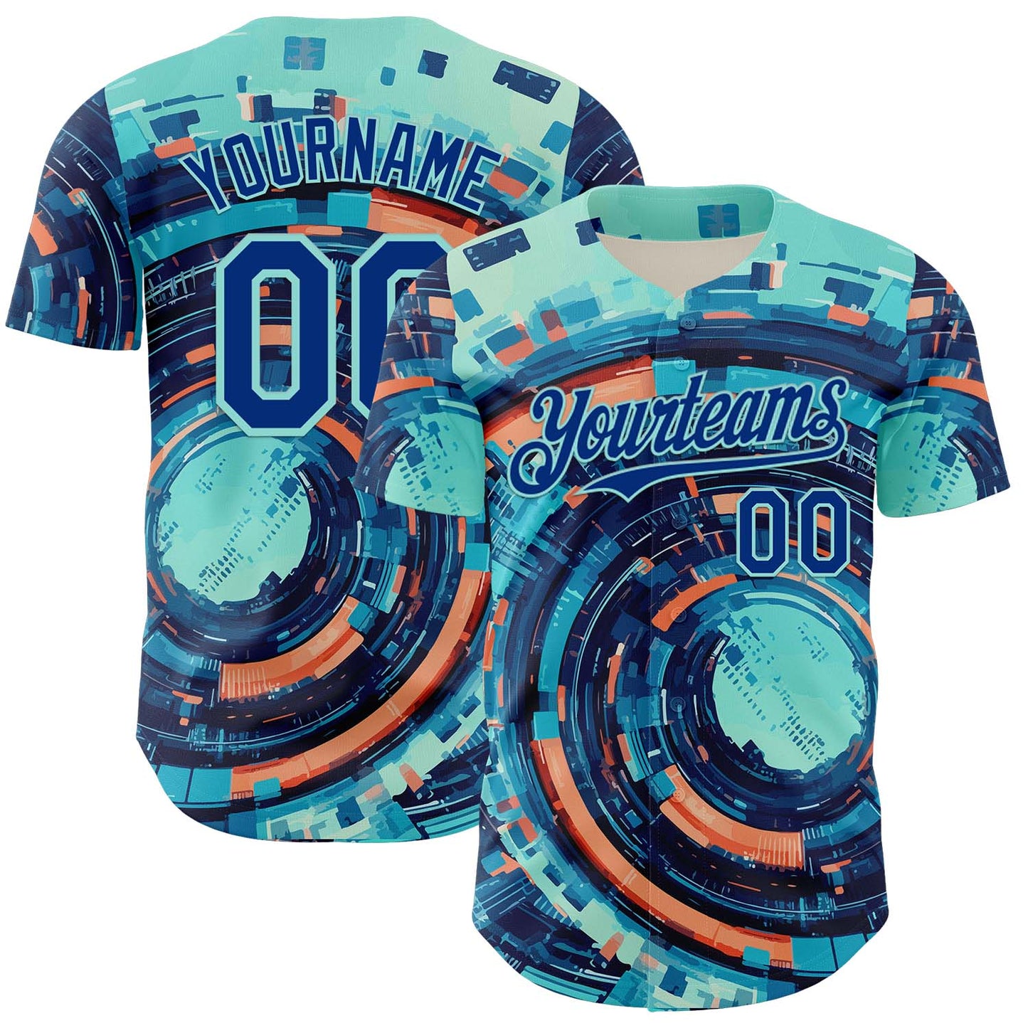 Custom Blue Royal-Ice Blue 3D Pattern Design Outer Space Authentic Baseball Jersey - Sky-Custom