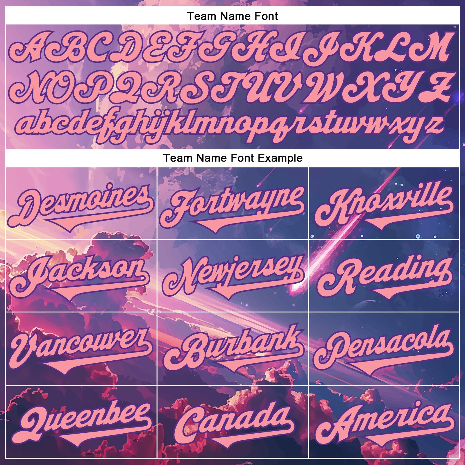Custom Purple Medium Pink 3D Pattern Design Outer Space Authentic Baseball Jersey - Sky-Custom