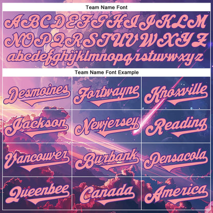 Custom Purple Medium Pink 3D Pattern Design Outer Space Authentic Baseball Jersey - Sky-Custom