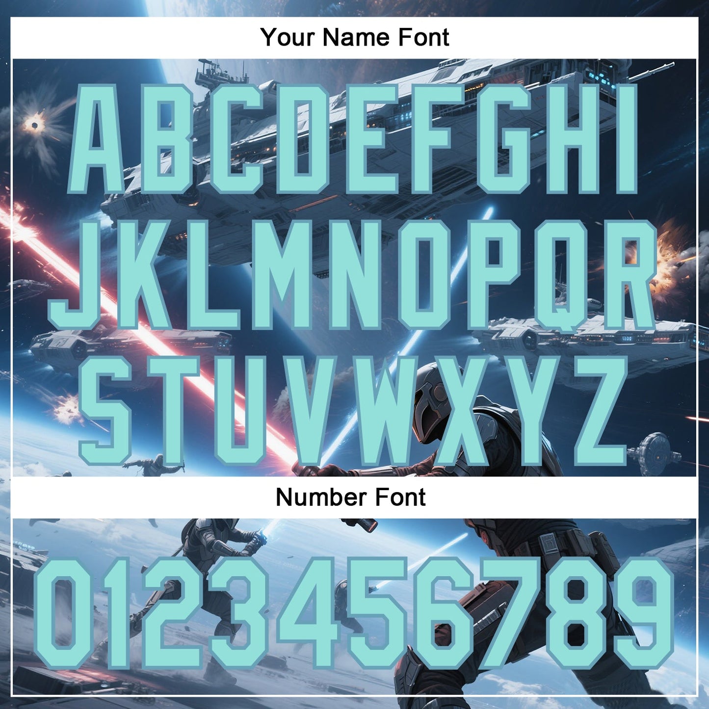 Custom Blue Ice Blue-Shadow Blue 3D Pattern Design Outer Space Light Swords Starships Authentic Baseball Jersey - Sky-Custom