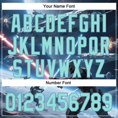 Custom Blue Ice Blue-Shadow Blue 3D Pattern Design Outer Space Light Swords Starships Authentic Baseball Jersey - Sky-Custom