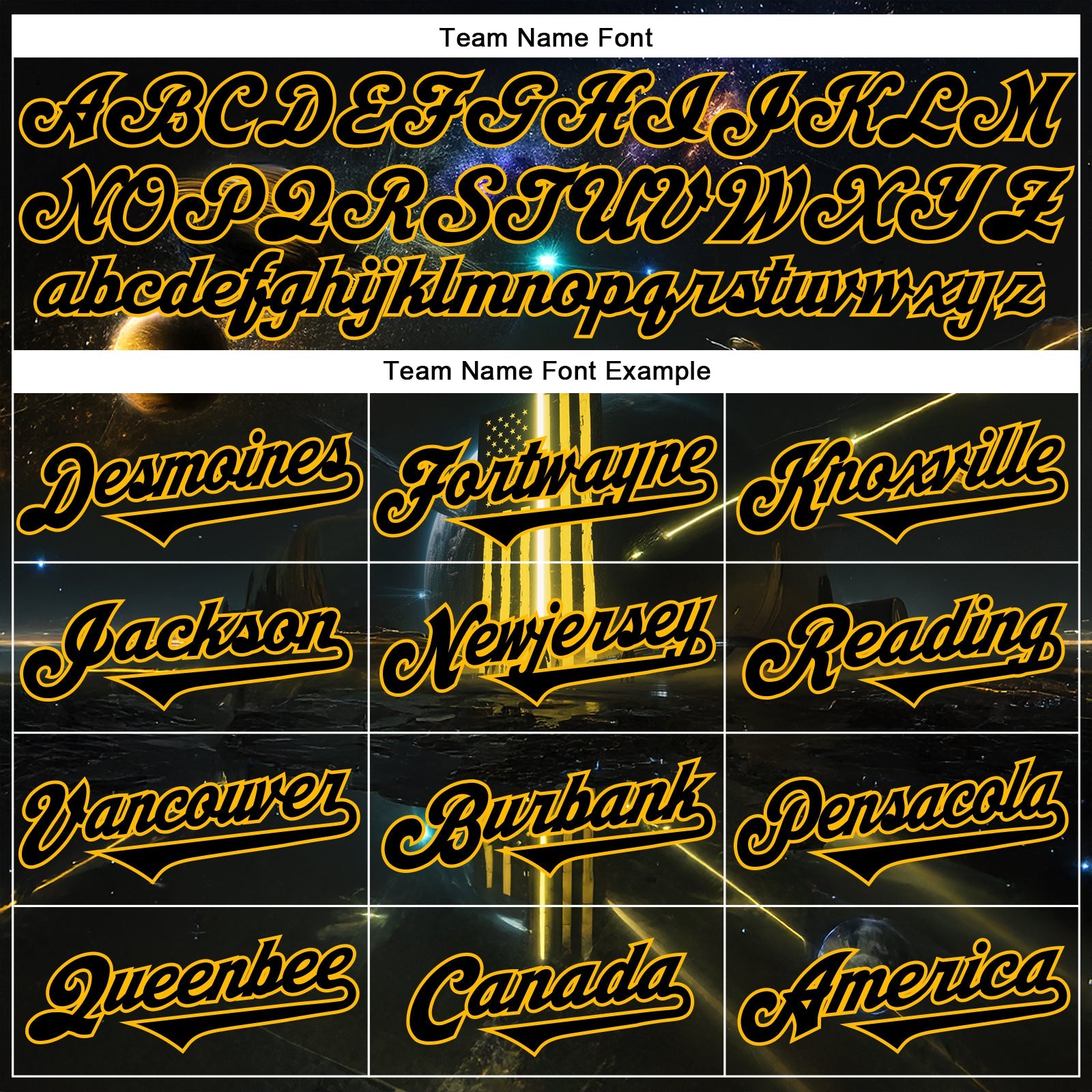 Custom Black Gold 3D Pattern Design Outer Space Light Swords American Flag Authentic Baseball Jersey - Sky-Custom
