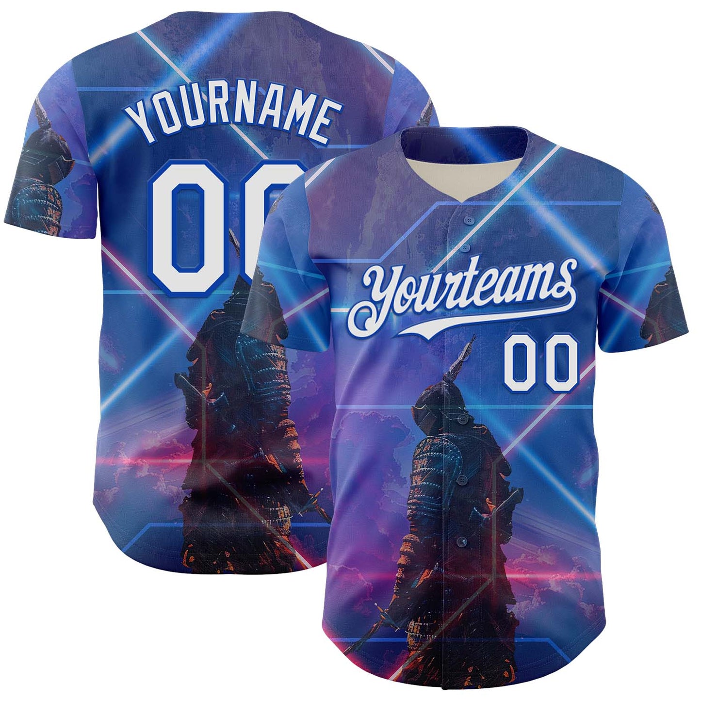 Custom Blue White-Thunder Blue 3D Pattern Design Outer Space Authentic Baseball Jersey - Sky-Custom