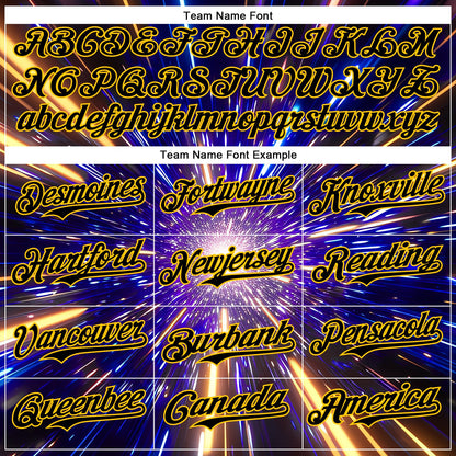 Custom Blue Black-Yellow 3D Pattern Design Outer Space Time Travel Authentic Baseball Jersey - Sky-Custom