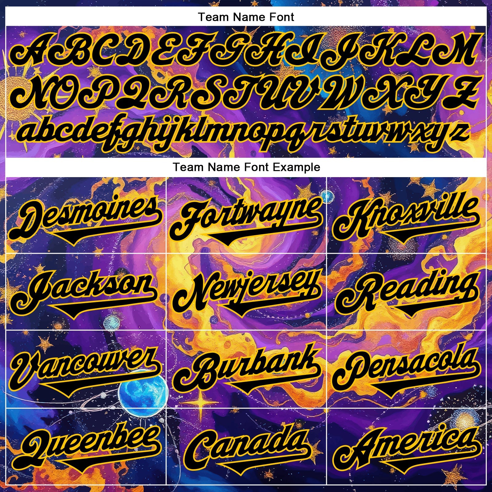 Custom Purple Black-Yellow 3D Pattern Design Outer Space Galaxy Authentic Baseball Jersey - Sky-Custom