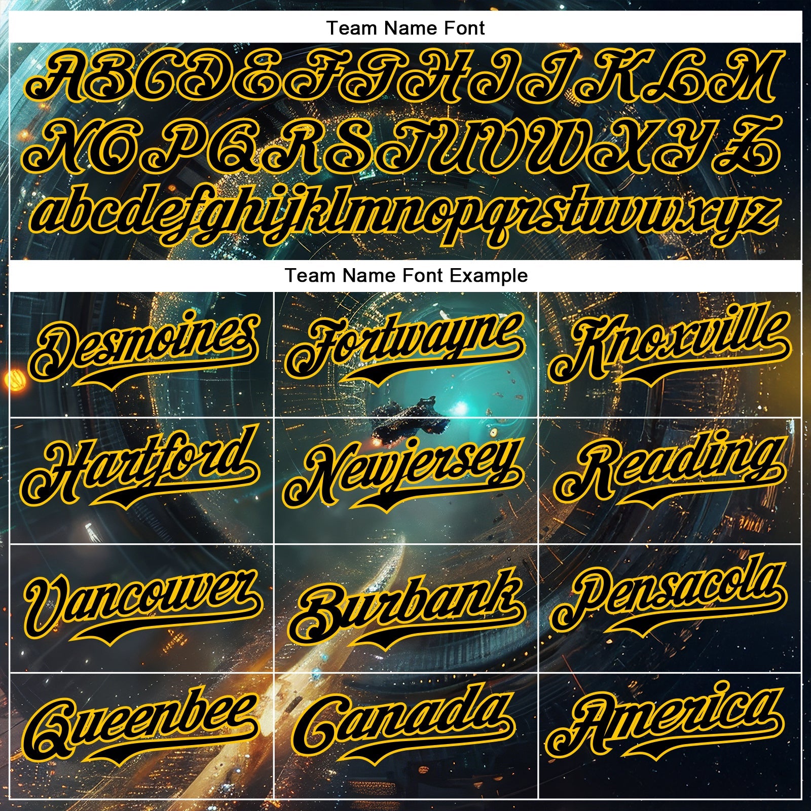 Custom Blue Black-Yellow 3D Pattern Design Outer Space Starships Authentic Baseball Jersey - Sky-Custom