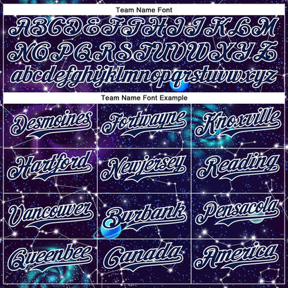 Custom Dark Purple Navy-White 3D Pattern Design Outer Space Galaxy Solar Authentic Baseball Jersey - Sky-Custom