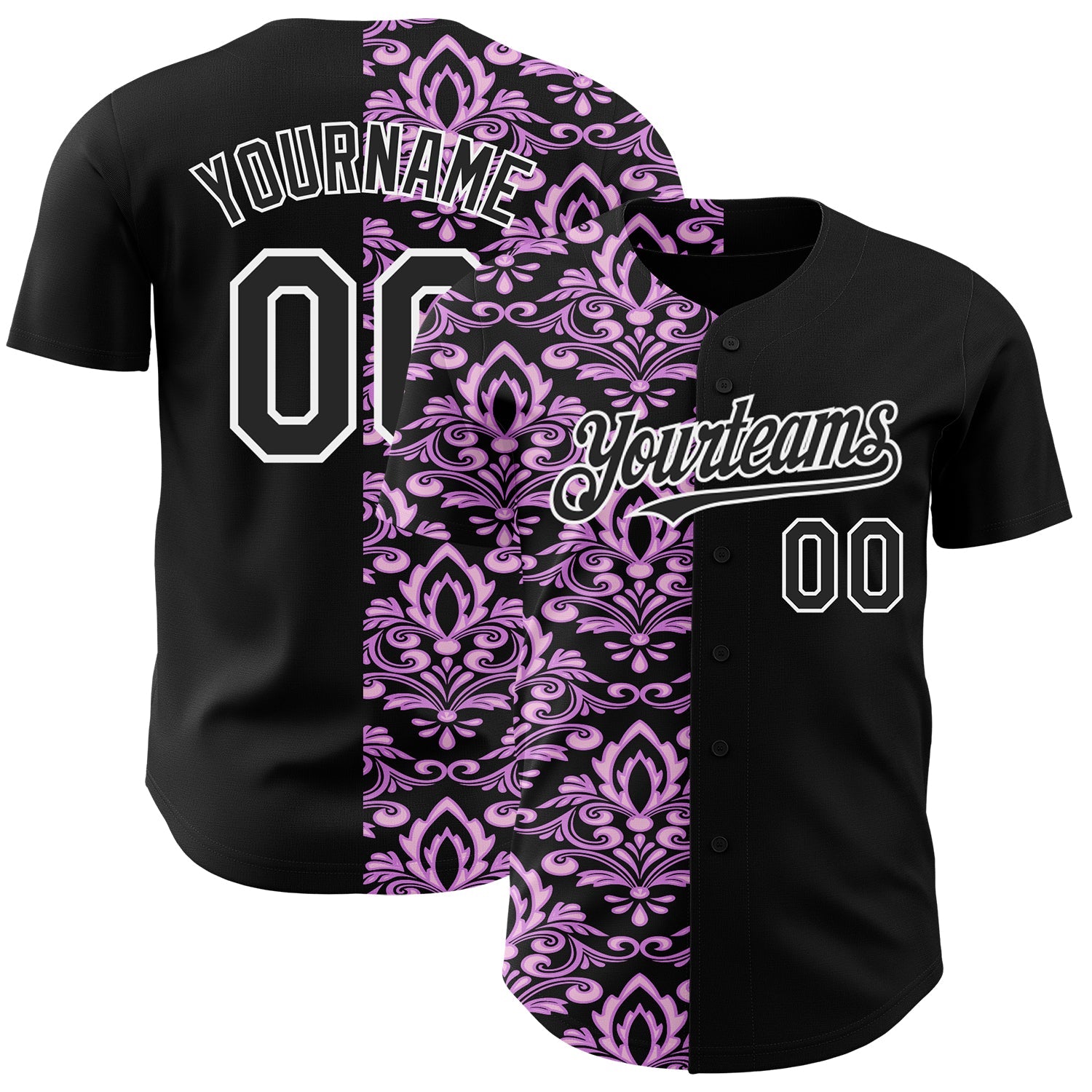 Custom Black Purple-White 3D Polynesian Style Islander Authentic Baseball Jersey - Sky-Custom