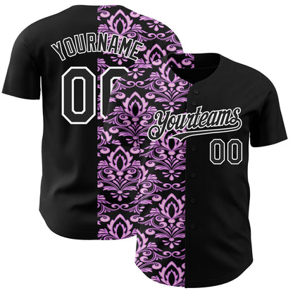 Custom Black Purple-White 3D Polynesian Style Islander Authentic Baseball Jersey - Sky-Custom