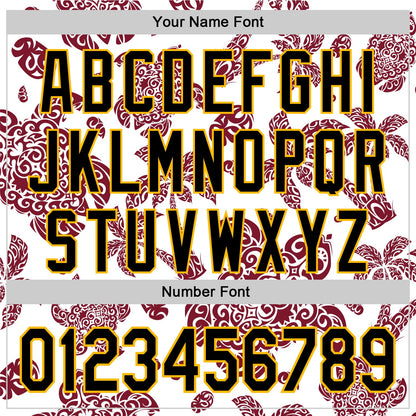Custom White Black Crimson-Gold 3D Polynesian Style Palm Trees Islander Authentic Baseball Jersey - Sky-Custom