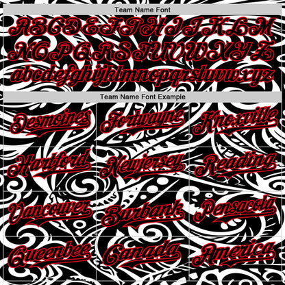 Custom Black White-Fire Red 3D Polynesian Style Islander Authentic Baseball Jersey - Sky-Custom