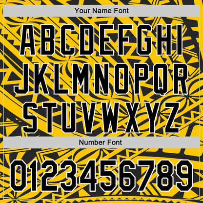 Custom Yellow Black-White 3D Polynesian Style Islander Authentic Baseball Jersey - Sky-Custom