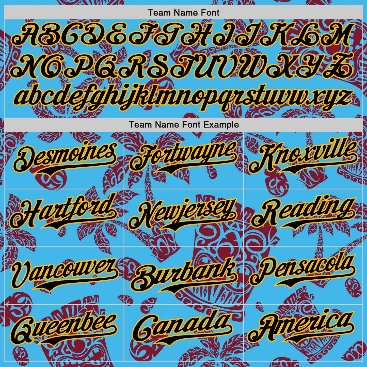 Custom Sky Blue Black Crimson-Gold 3D Polynesian Style Tiki Culture Islander Authentic Baseball Jersey - Sky-Custom