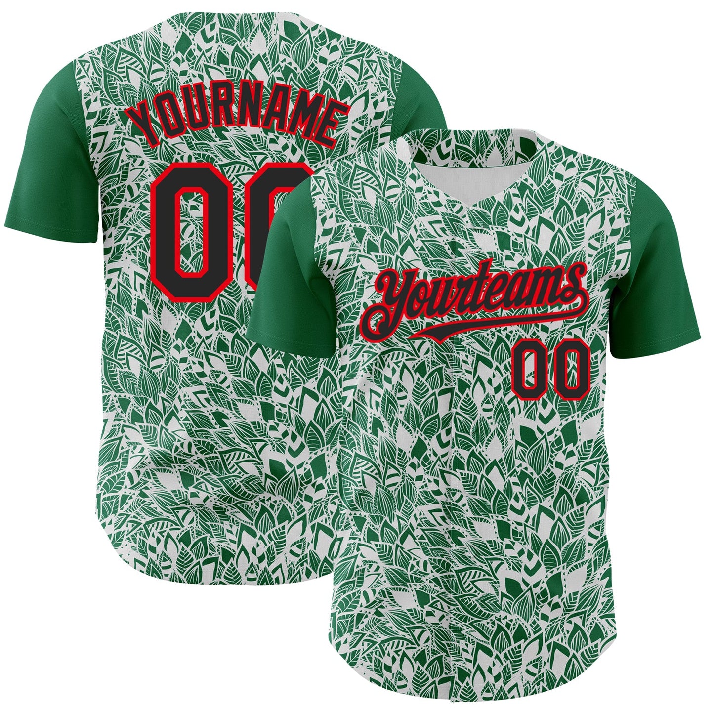 Custom White Black Kelly Green-Fire Red 3D Polynesian Style Islander Authentic Baseball Jersey - Sky-Custom