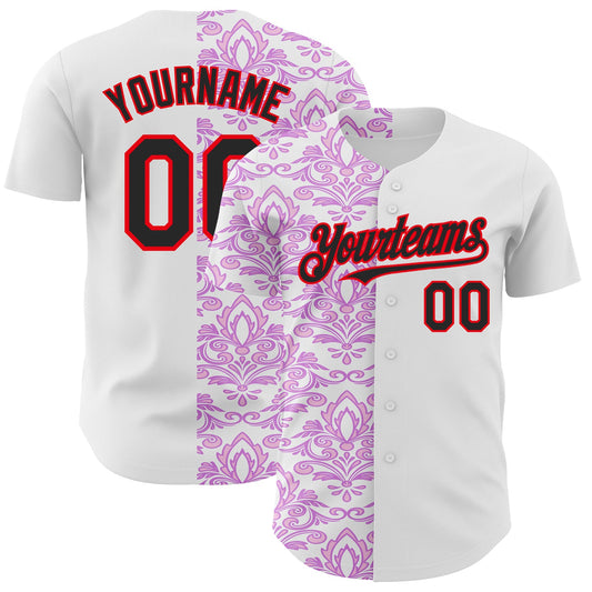 Custom White Black Purple-Fire Red 3D Polynesian Style Islander Authentic Baseball Jersey - Sky-Custom