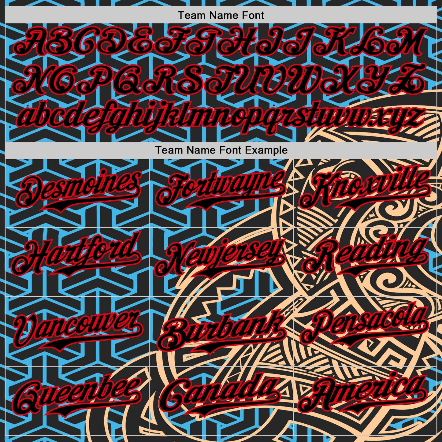 Custom Black Sky Blue Old Gold-Fire Red 3D Polynesian Style Islander Authentic Baseball Jersey - Sky-Custom