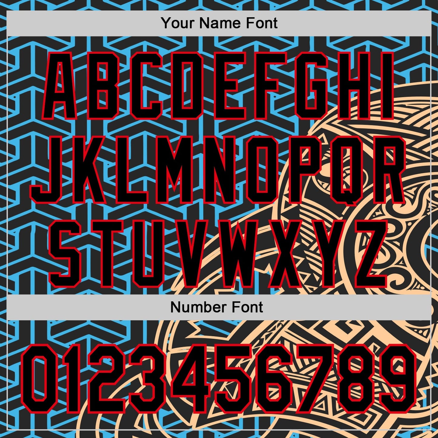 Custom Black Sky Blue Old Gold-Fire Red 3D Polynesian Style Islander Authentic Baseball Jersey - Sky-Custom
