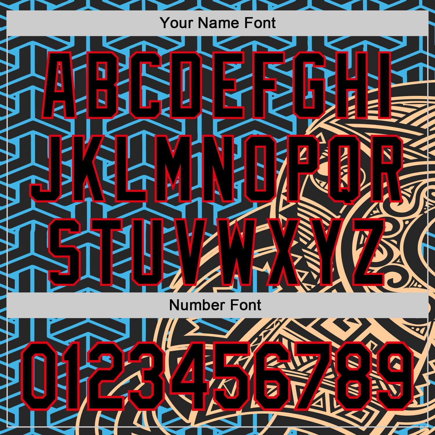 Custom Black Sky Blue Old Gold-Fire Red 3D Polynesian Style Islander Authentic Baseball Jersey - Sky-Custom