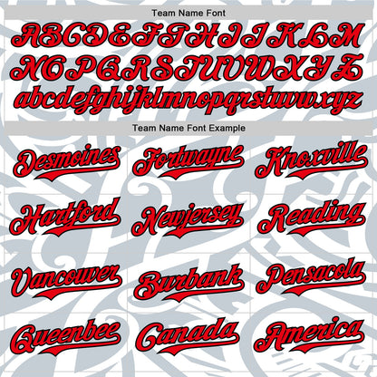Custom White Fire Red Silver-Black 3D Polynesian Style Islander Authentic Baseball Jersey - Sky-Custom