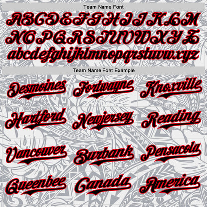 Custom Gray Black White-Fire Red 3D Polynesian Style Palm Leaves Islander Authentic Baseball Jersey - Sky-Custom