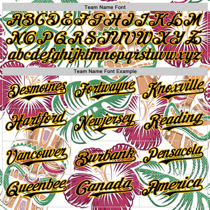 Custom White Black-Gold 3D Polynesian Style Tiki Culture Palm Leaves Islander Authentic Baseball Jersey - Sky-Custom