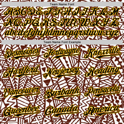 Custom White Black Brown-Gold 3D Polynesian Style Islander Authentic Baseball Jersey - Sky-Custom