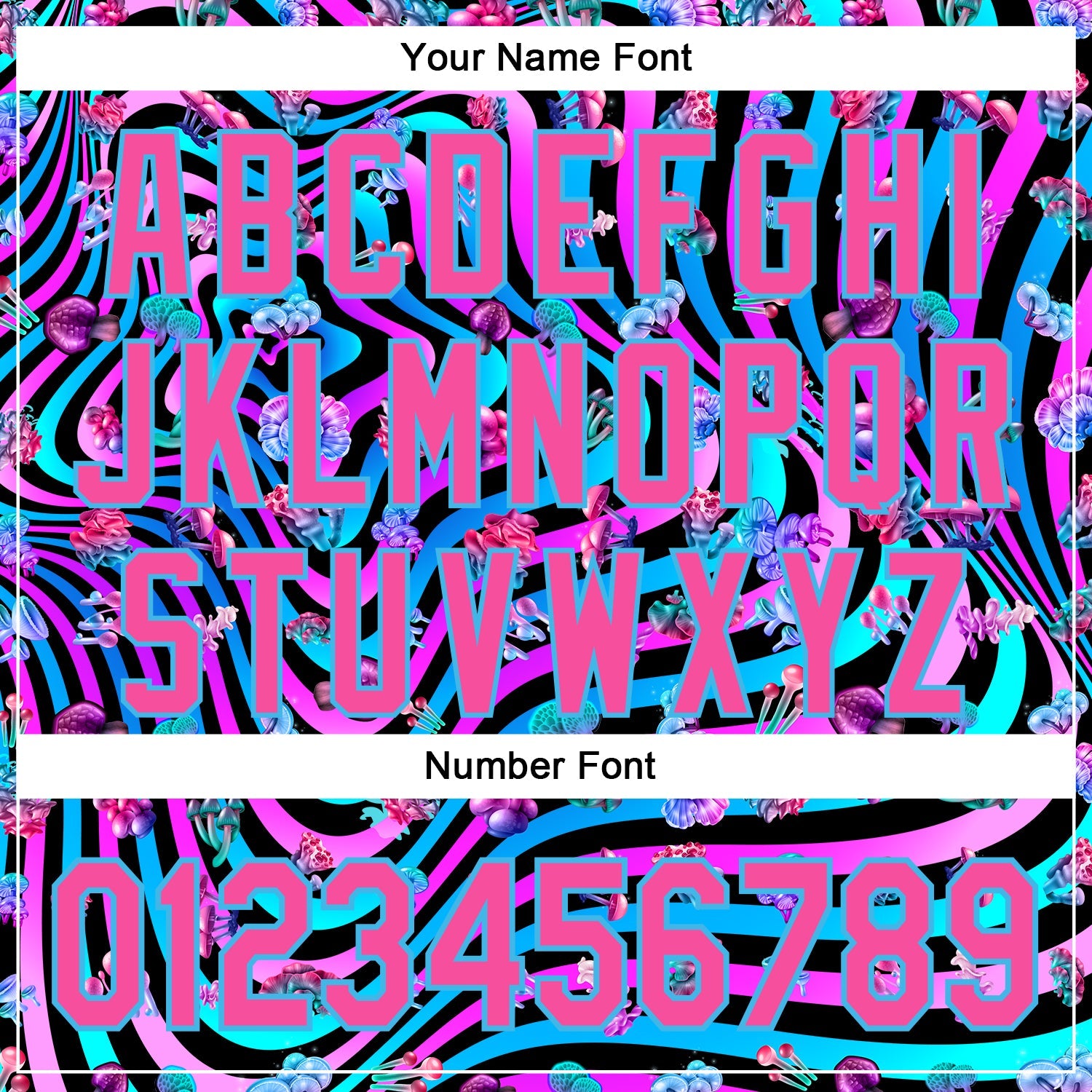 Custom Black Pink Purple-Sky Blue 3D Pattern Design Trippy Psychedelic Magic Mushrooms Authentic Baseball Jersey - Sky-Custom