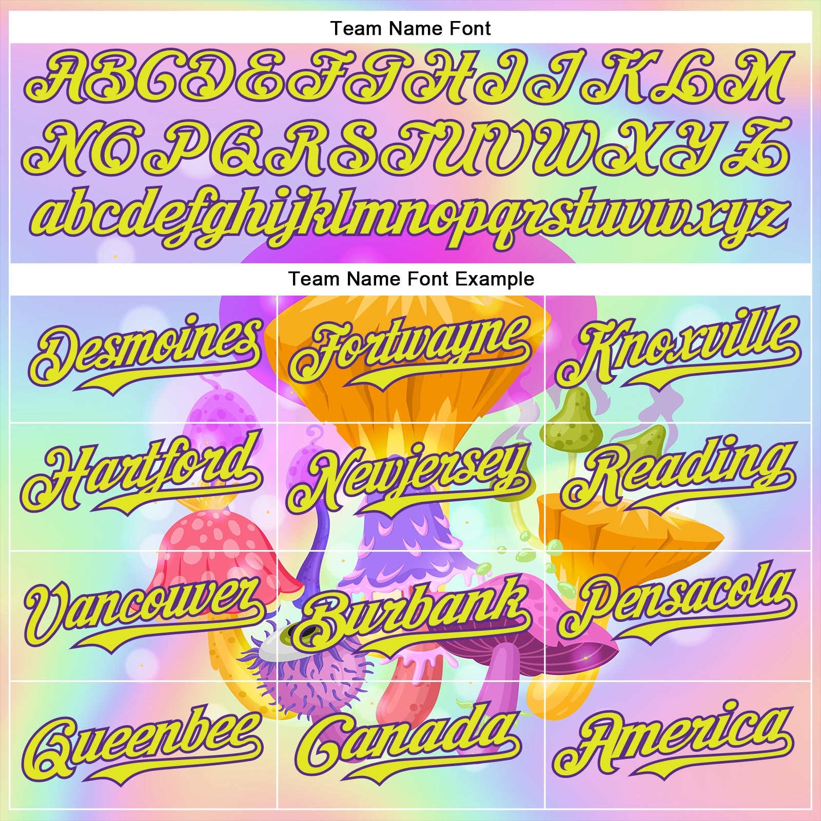 Custom Purple Neon Yellow 3D Pattern Design Trippy Psychedelic Magic Mushrooms Authentic Baseball Jersey - Sky-Custom