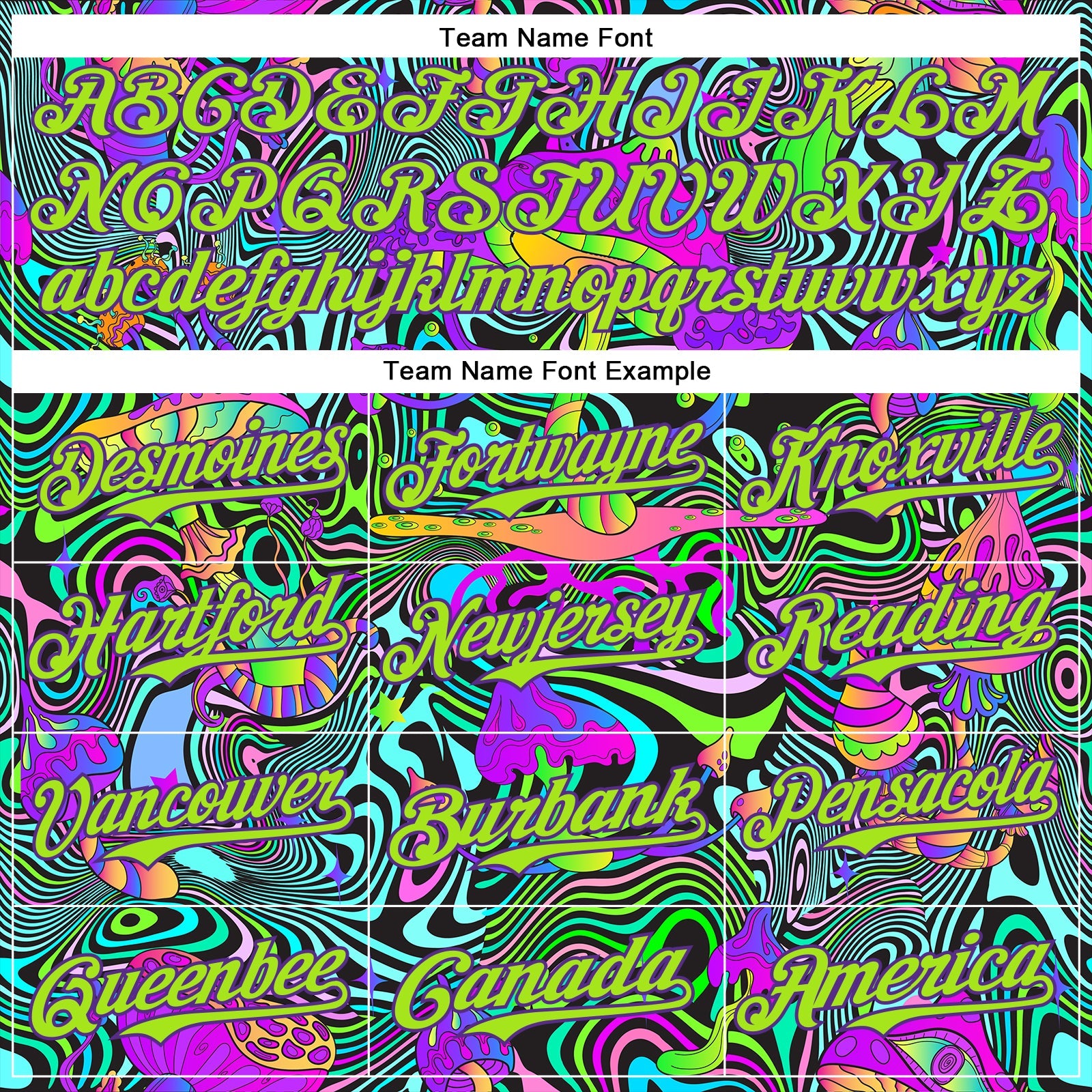 Custom Purple Neon Green 3D Pattern Design Trippy Groovy Magic Mushrooms Authentic Baseball Jersey - Sky-Custom