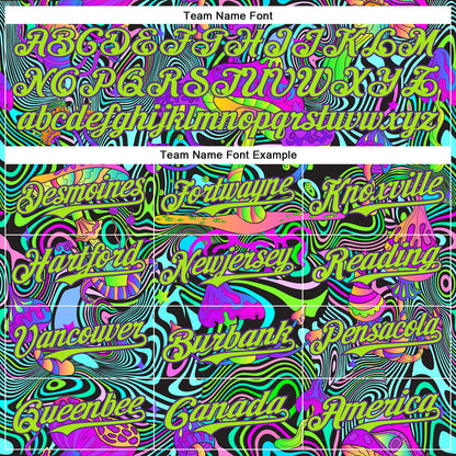 Custom Purple Neon Green 3D Pattern Design Trippy Groovy Magic Mushrooms Authentic Baseball Jersey - Sky-Custom