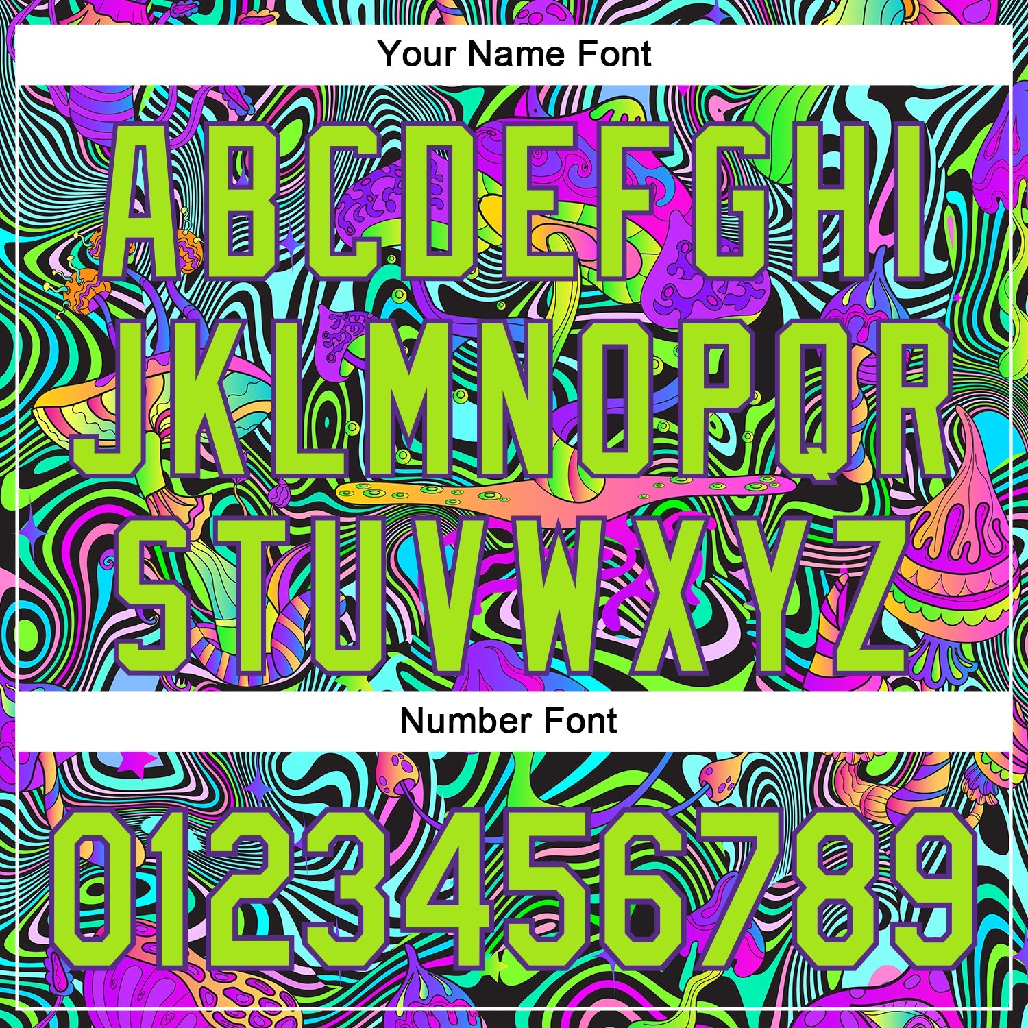 Custom Purple Neon Green 3D Pattern Design Trippy Groovy Magic Mushrooms Authentic Baseball Jersey - Sky-Custom