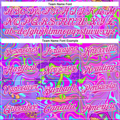 Custom Purple Deep Pink-White 3D Pattern Design Trippy Psychedelic Magic Mushrooms Authentic Baseball Jersey - Sky-Custom