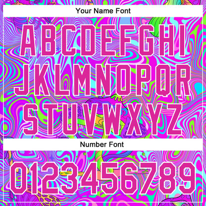 Custom Purple Deep Pink-White 3D Pattern Design Trippy Psychedelic Magic Mushrooms Authentic Baseball Jersey - Sky-Custom