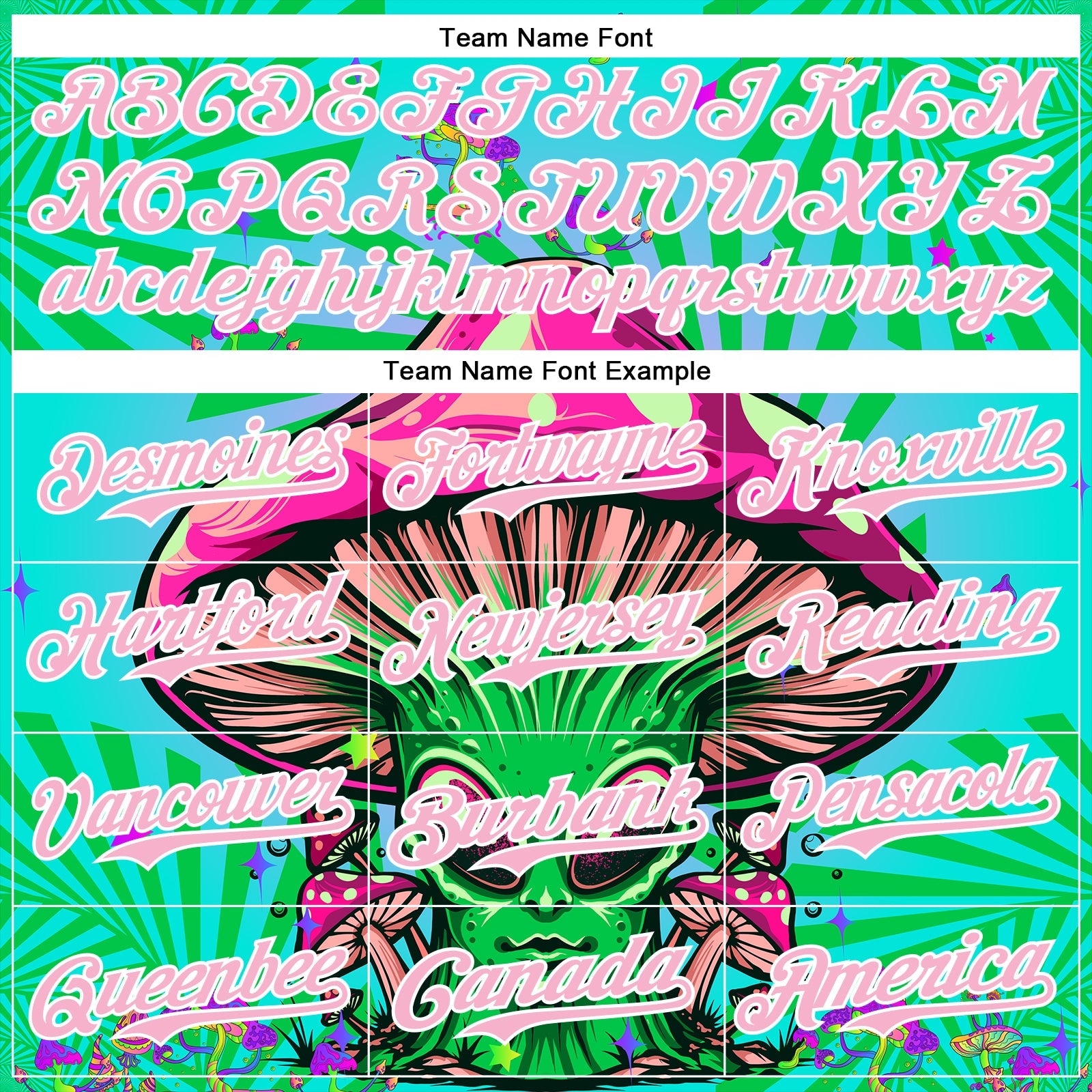 Custom Blule Light Pink-White 3D Pattern Design Trippy Magic Mushrooms Alien Authentic Baseball Jersey - Sky-Custom