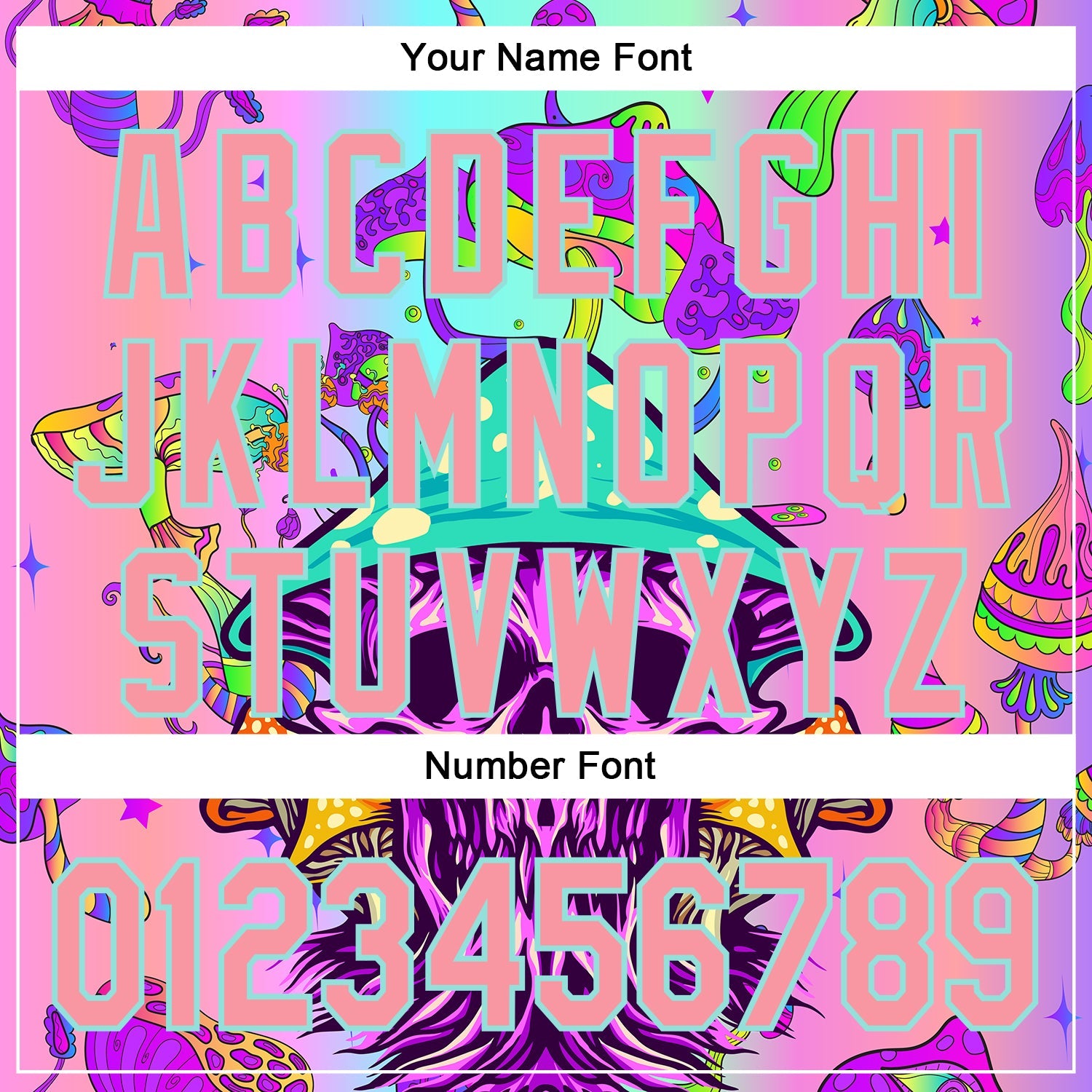 Custom Purple Medium Pink-Ice Blue 3D Pattern Design Trippy Magic Mushrooms Skull Authentic Baseball Jersey - Sky-Custom