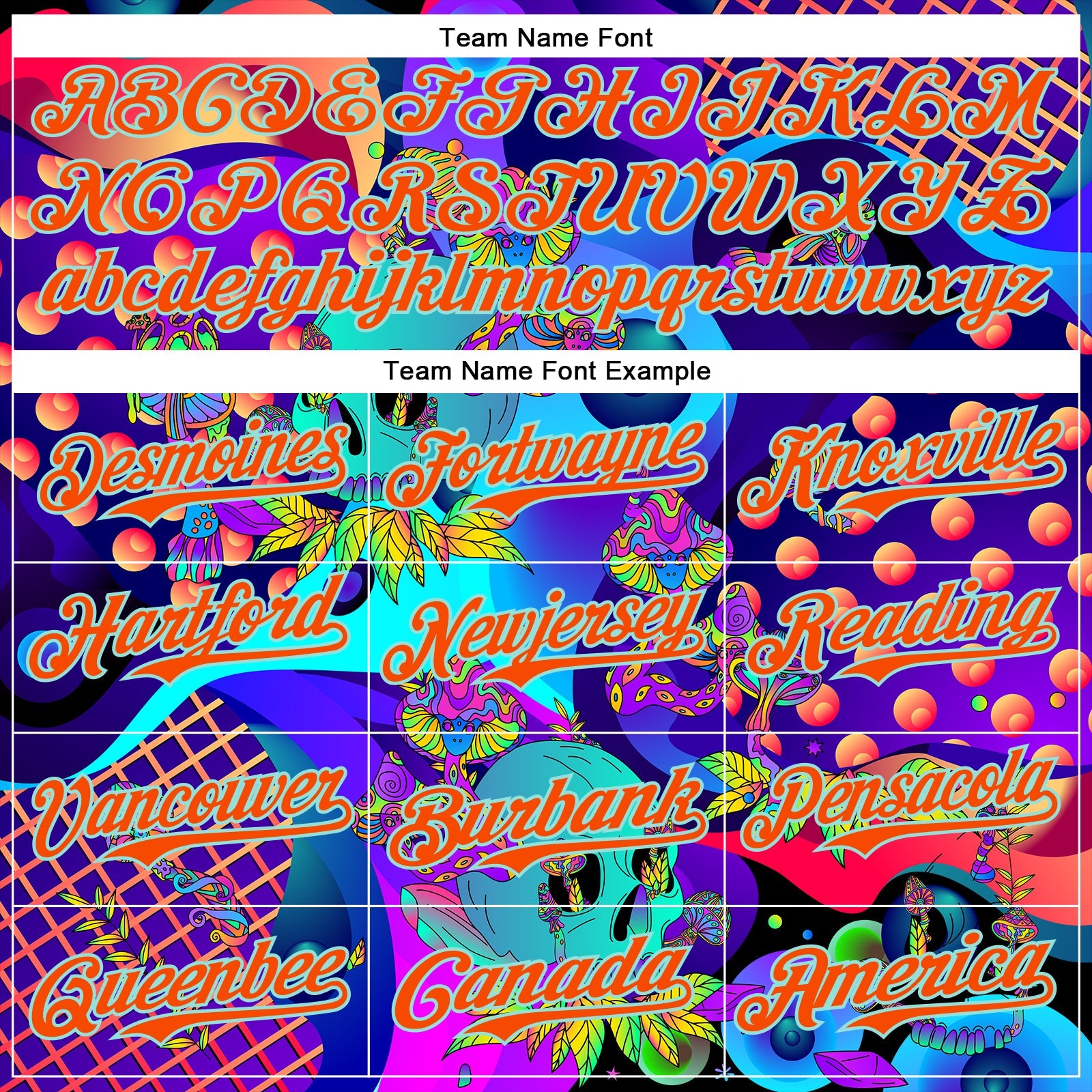 Custom Blue Orange-Ice Blue 3D Pattern Design Trippy Magic Mushrooms Skull Authentic Baseball Jersey - Sky-Custom