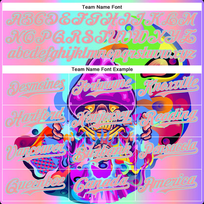 Custom Purple Medium Pink-Ice Blue 3D Pattern Design Trippy Magic Mushrooms Acid Authentic Baseball Jersey - Sky-Custom