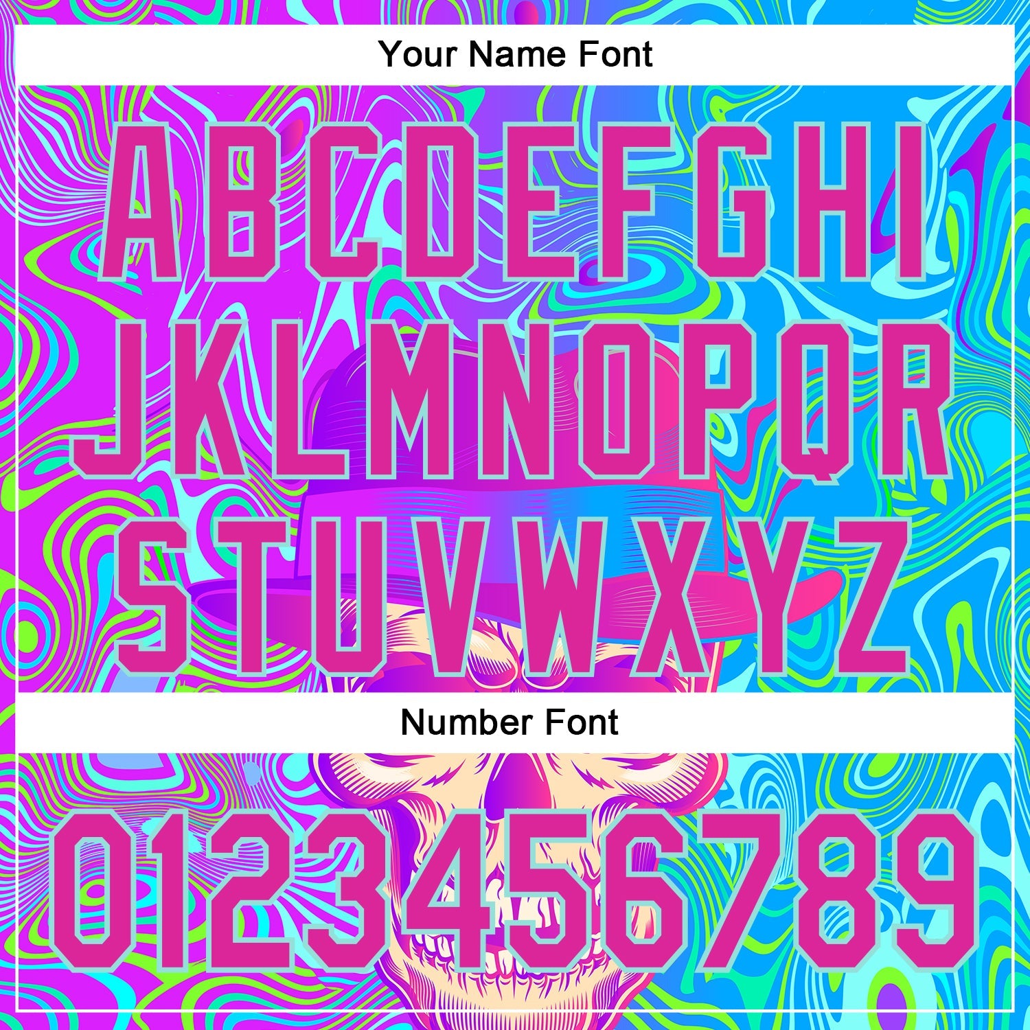 Custom Blue Deep Pink-Ice Blue 3D Pattern Design Trippy Magic Mushrooms Skull Authentic Baseball Jersey - Sky-Custom