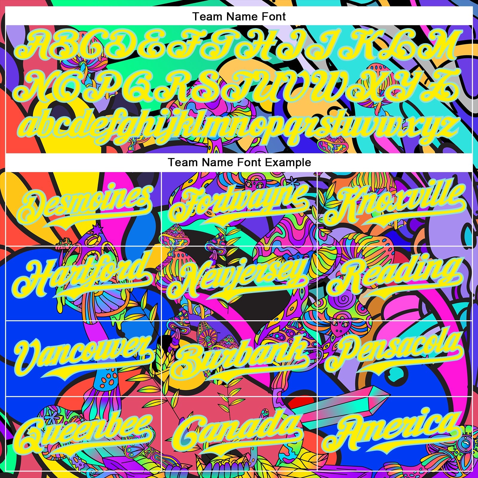 Custom Green Light Yellow-Ice Blue 3D Pattern Design Trippy Magic Mushrooms Hippie Authentic Baseball Jersey - Sky-Custom
