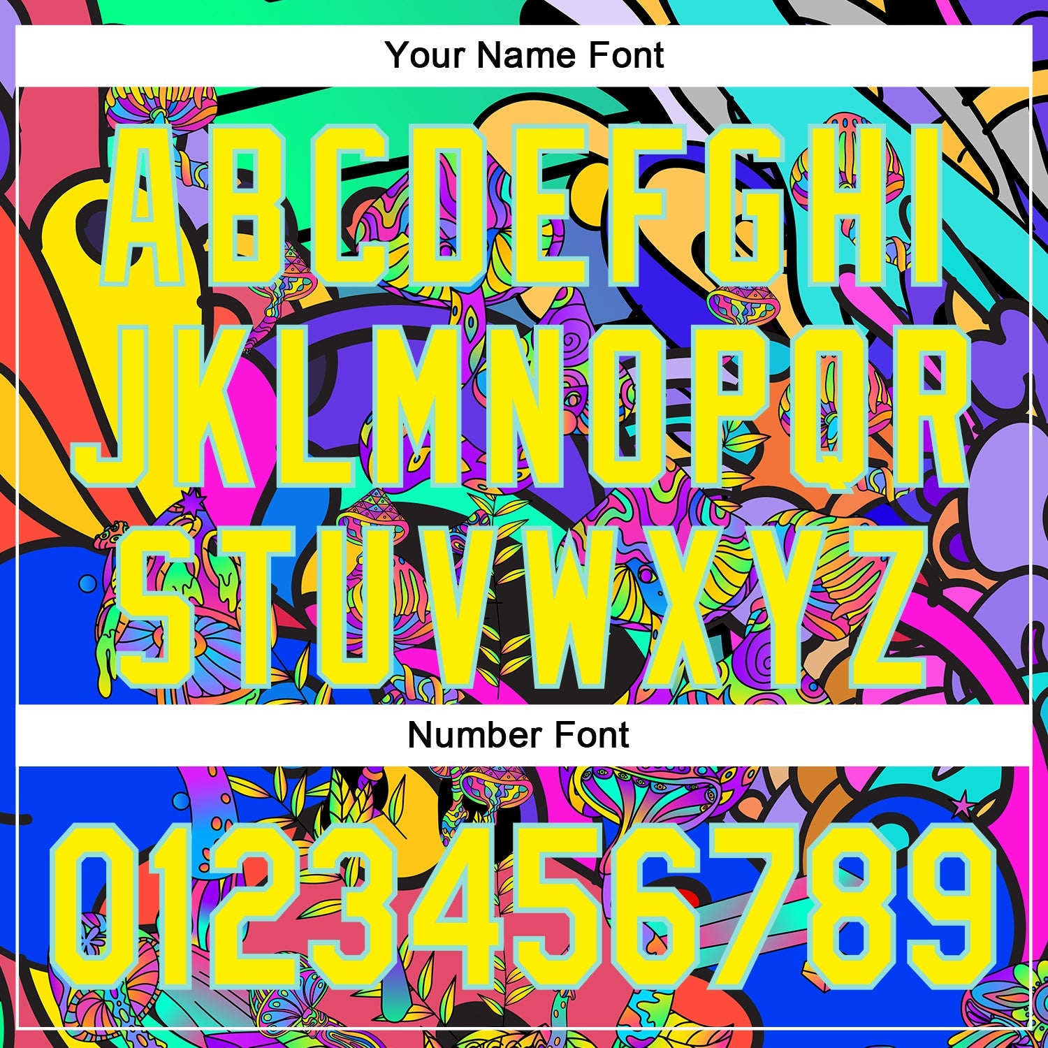 Custom Green Light Yellow-Ice Blue 3D Pattern Design Trippy Magic Mushrooms Hippie Authentic Baseball Jersey - Sky-Custom