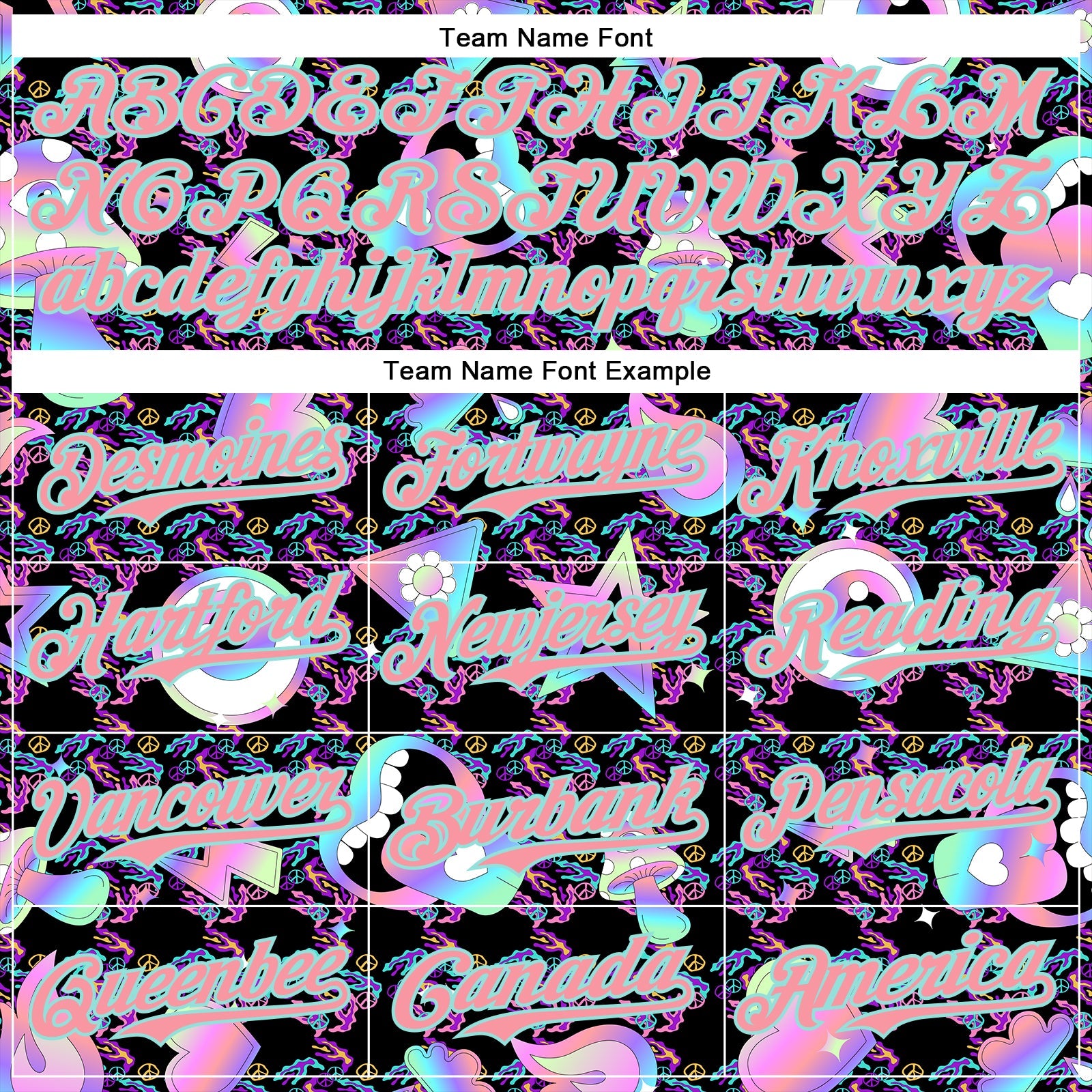 Custom Black Medium Pink-Ice Blue 3D Pattern Design Trippy Magic Mushrooms Peace Sign Authentic Baseball Jersey - Sky-Custom